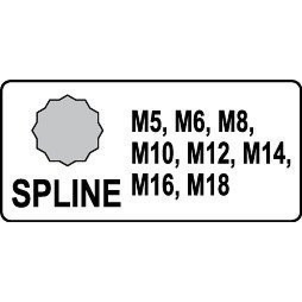 Sada vnějších rázových nástrčných klíčů 1/2" SPLINE M5-M18, 8 ks - YT-1069