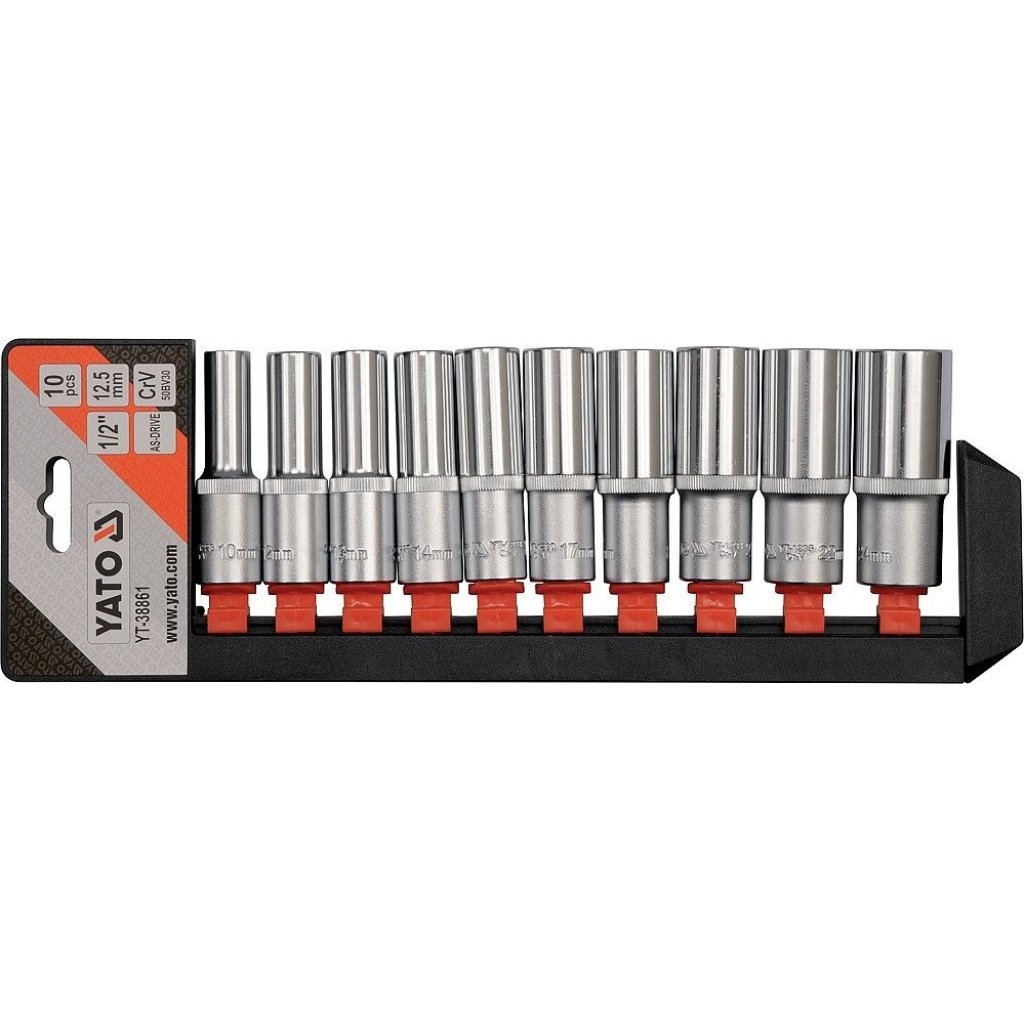 Sada vnitřních nástrčných klíčů 1/2" šestihranných 10ks 10-24 mm YATO - YT-38861