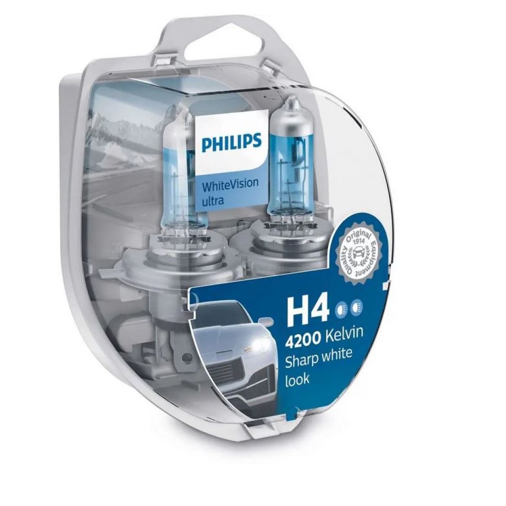 Sada žárovek 2xH4 12V 60/55W P43t-38 Philips White Vision ultra 12342 WVUSM 35490