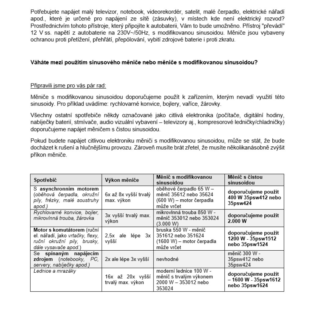 Sinusový měnič napětí UPS 600W 12/230V + nabíječka 12V/10A