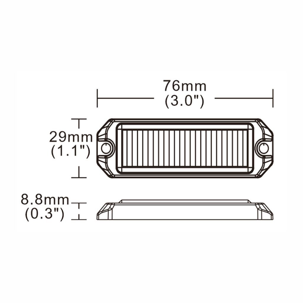 SLIM výstražné LED světlo vnější, modré, 12-24V, ECE R65