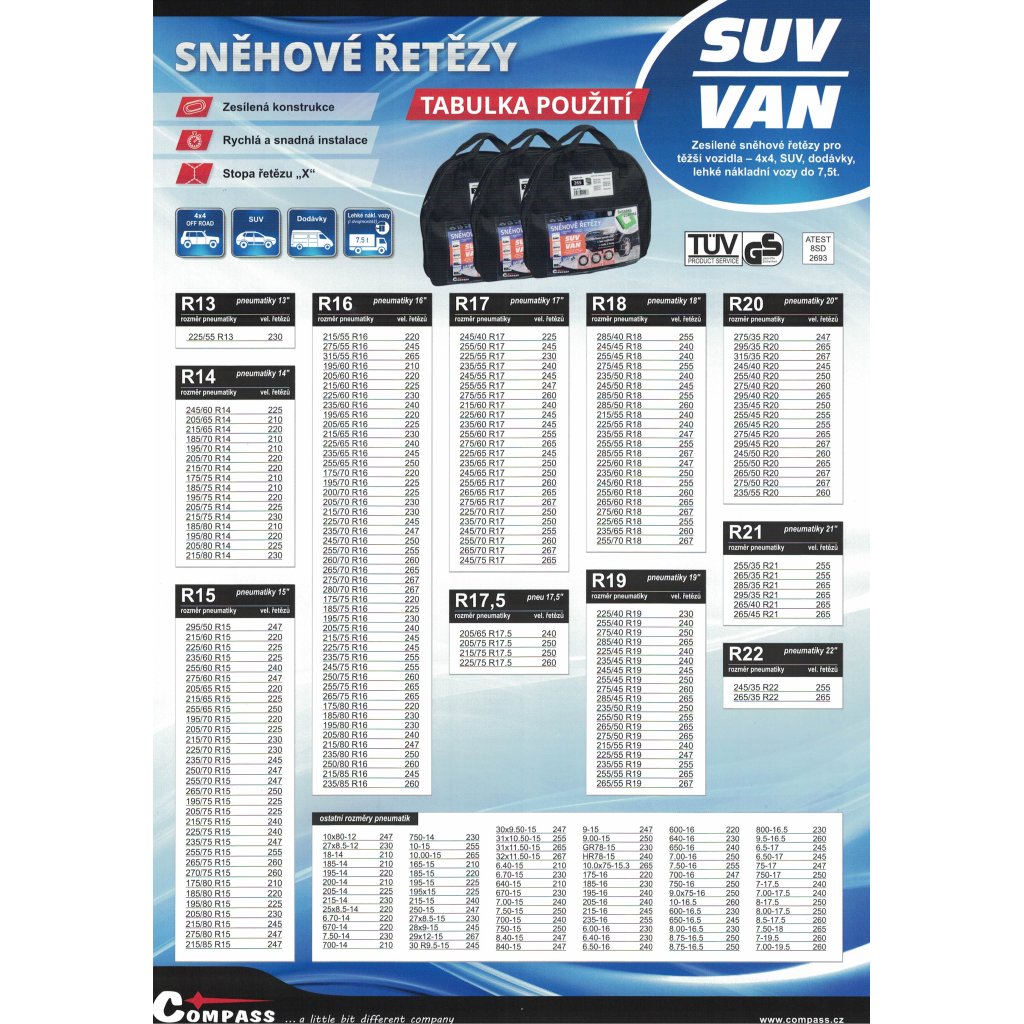 Sněhové řetězy SUV-VAN vel. 260, 8616