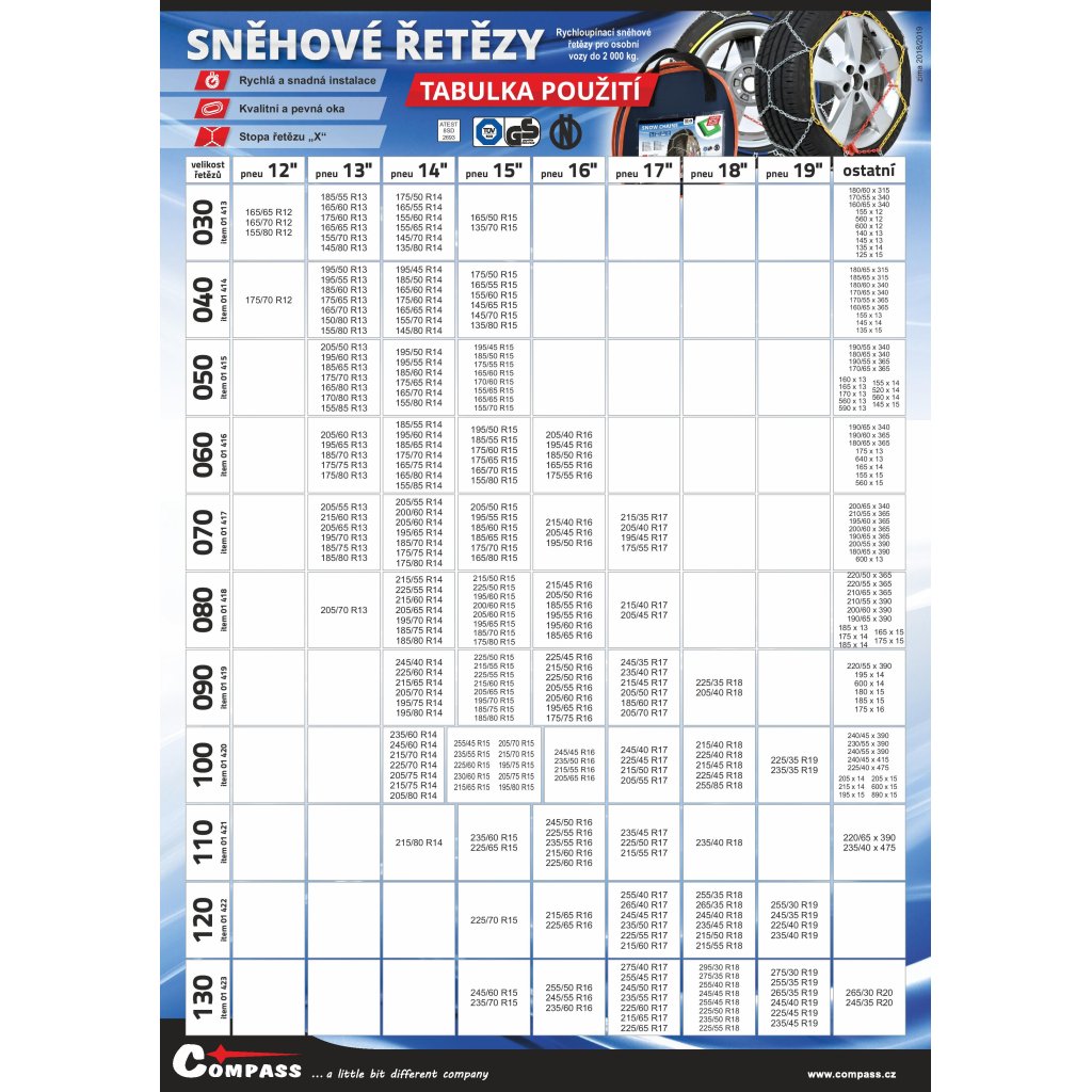 Sněhové řetězy X70 NYLON BAG, 01417