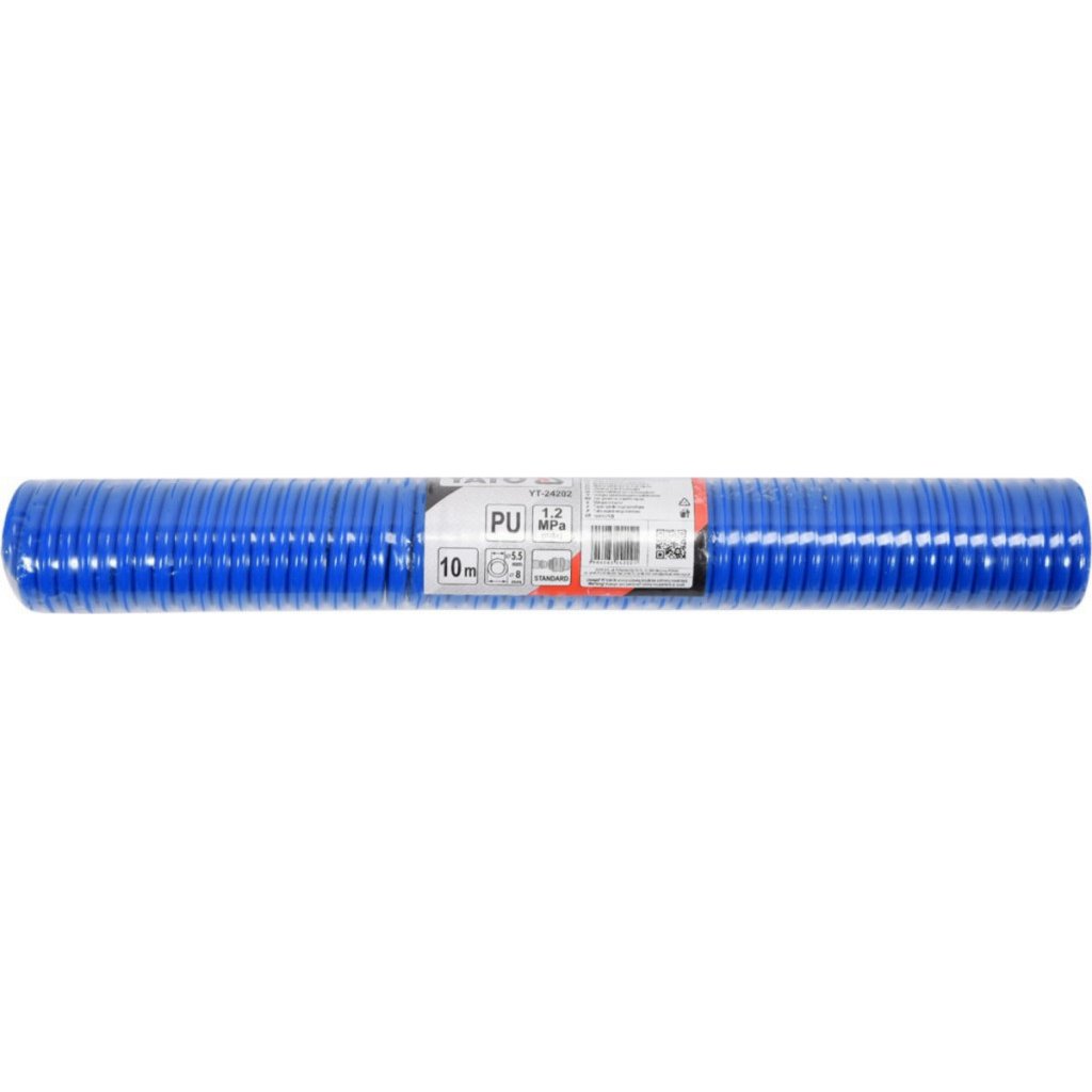 Spirálová vzduchová hadice 10m, PU průměr vnitřní 5,5mm, vnější 8mm - YT-24202