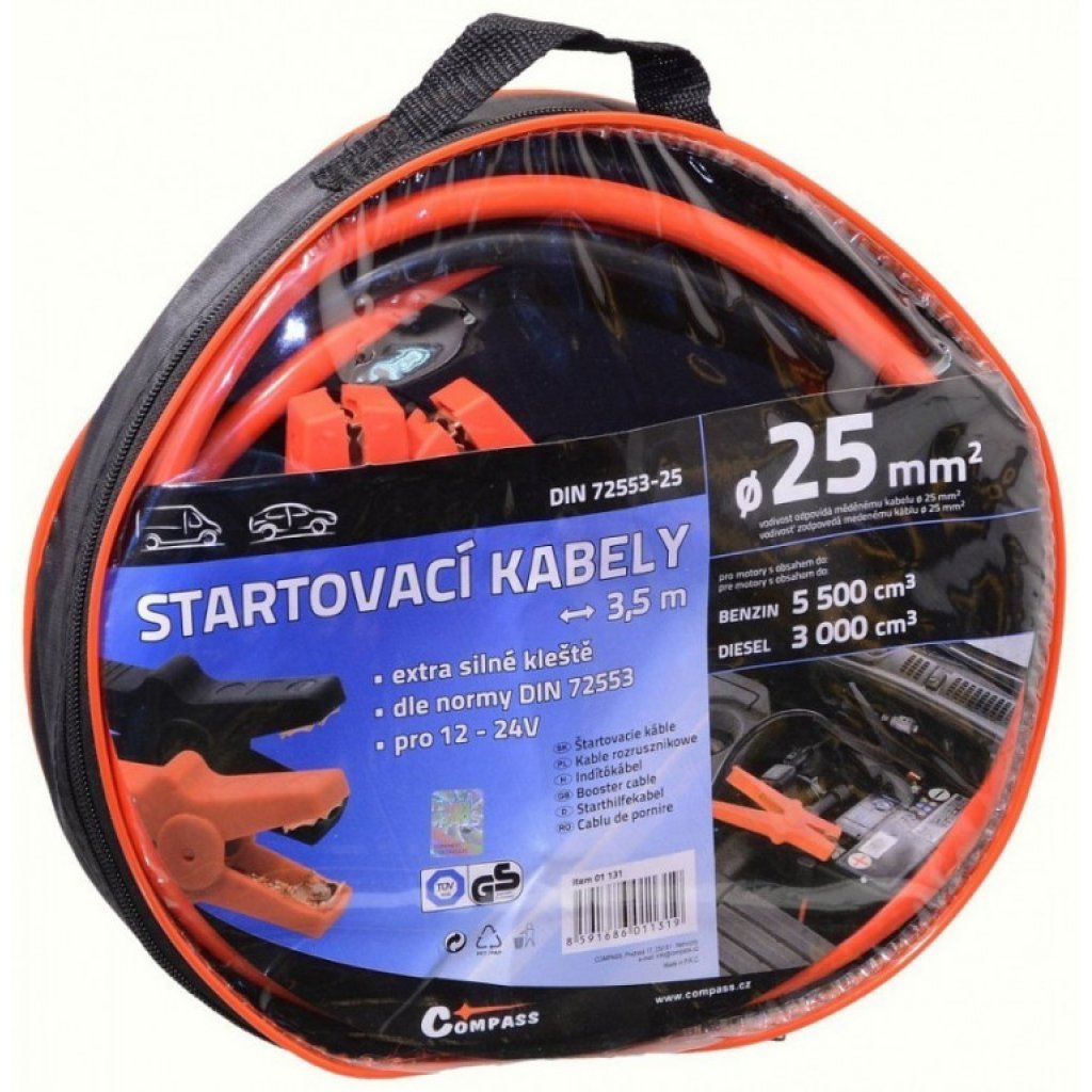 Startovací kabely 25 délka 3,5m TÜV/GS DIN72553