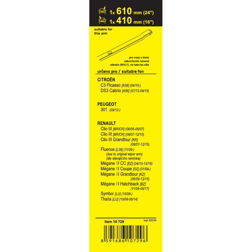Stěrače FLAT SET BOLT 610-410mm, 10729