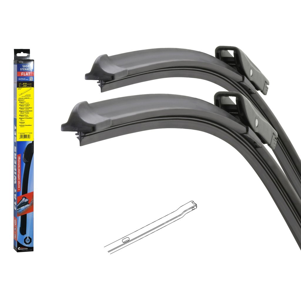 Stěrače FLAT SET BOLT 610-450mm, 10732