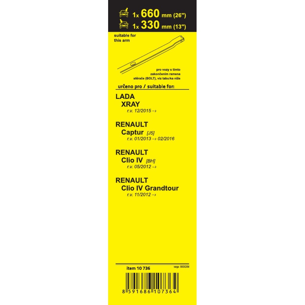 Stěrače FLAT SET (BOLT) 660+330mm, 10736