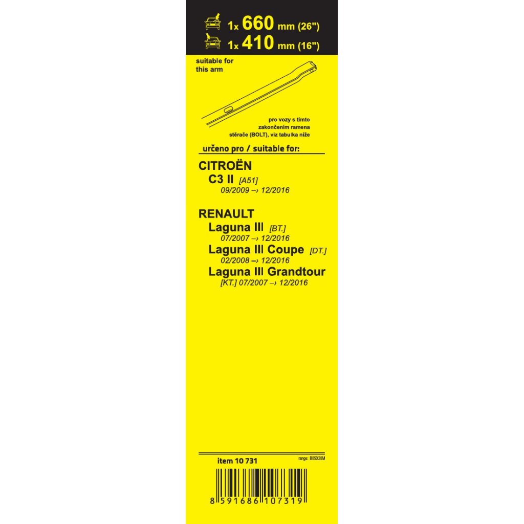 Stěrače FLAT SET (BOLT) 660+410mm, 10731