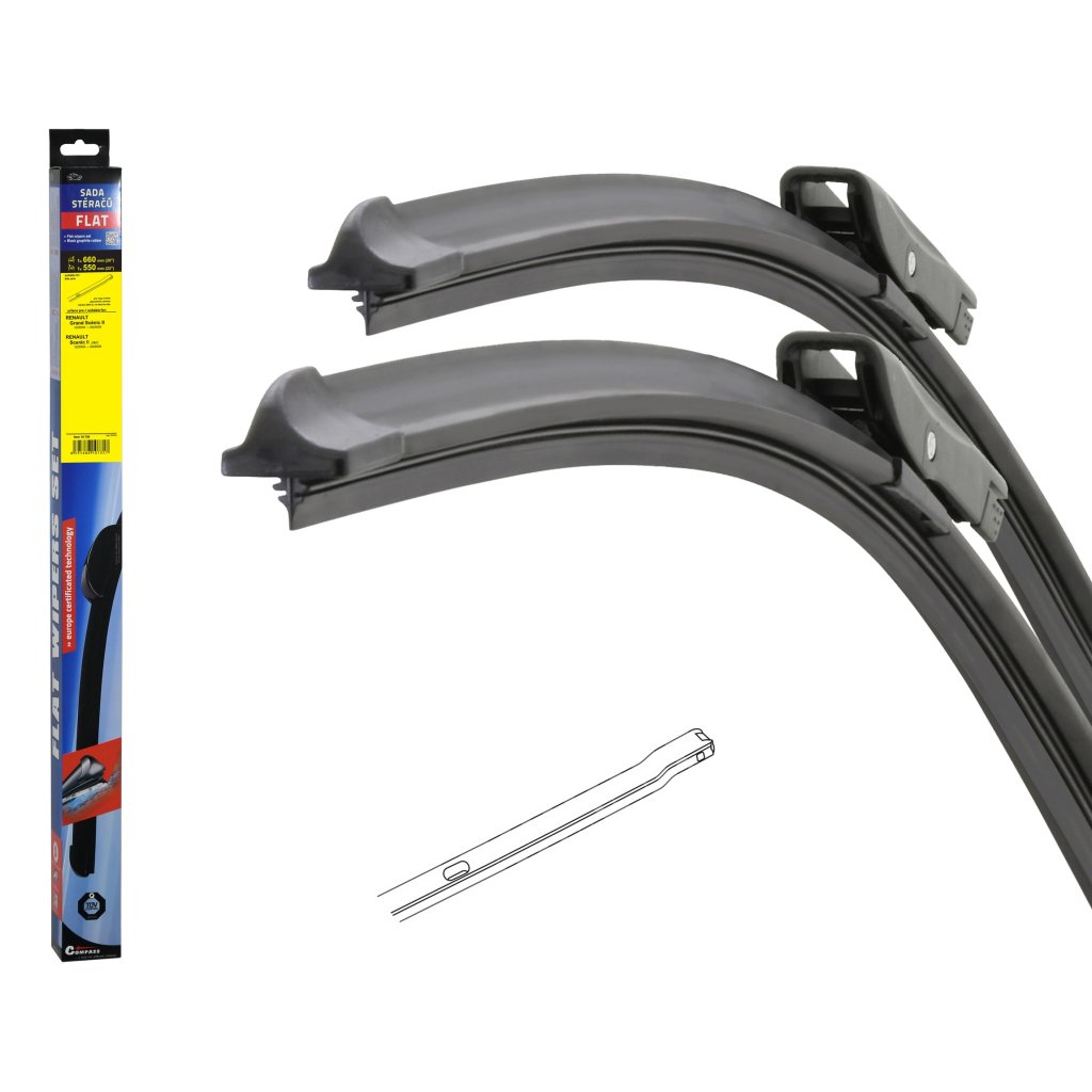 Stěrače FLAT SET (BOLT) 660+550mm, 10735