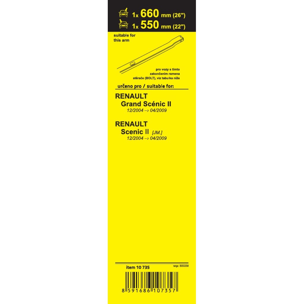 Stěrače FLAT SET (BOLT) 660+550mm, 10735