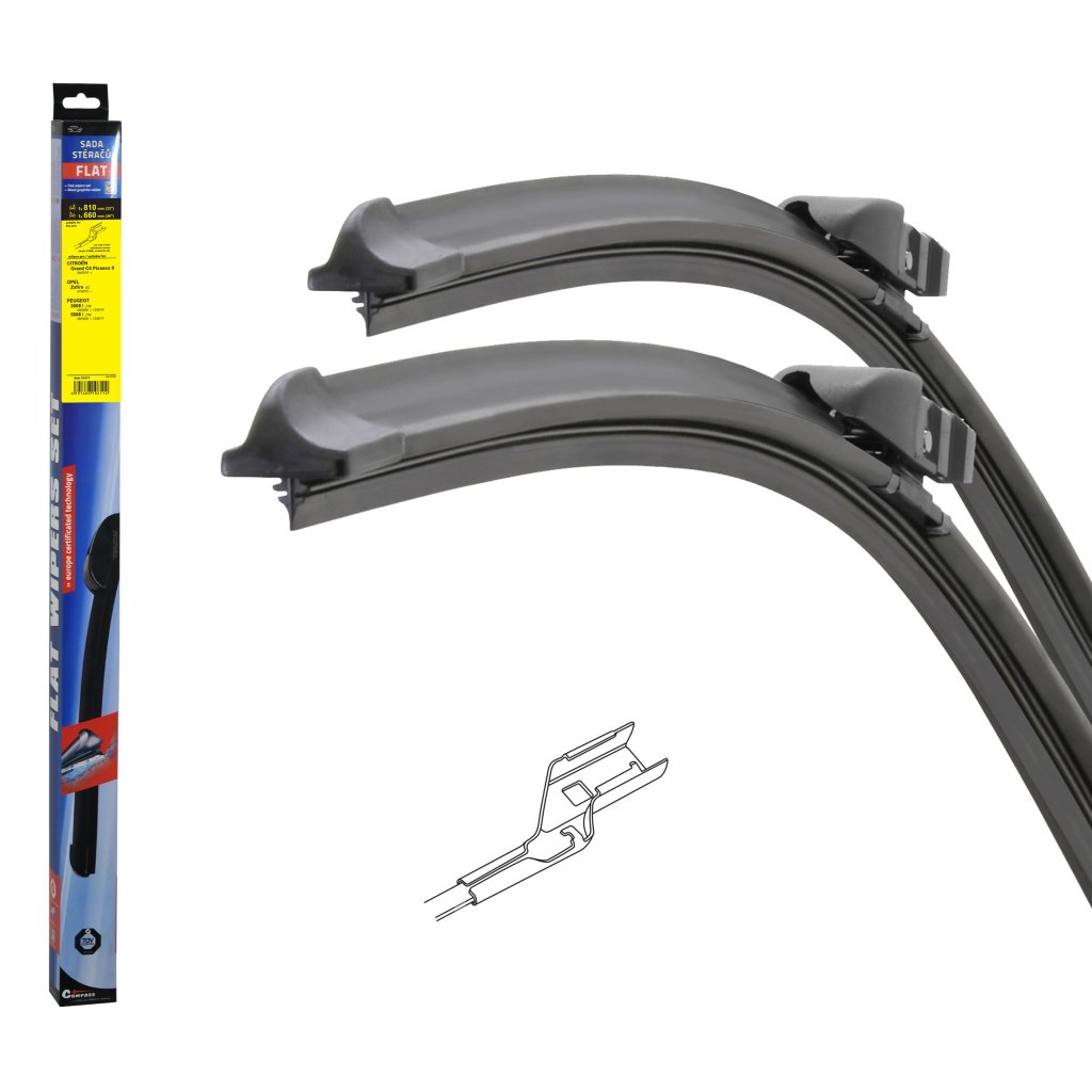 Stěrače FLAT SET (CUBE) 810+660mm, 10611