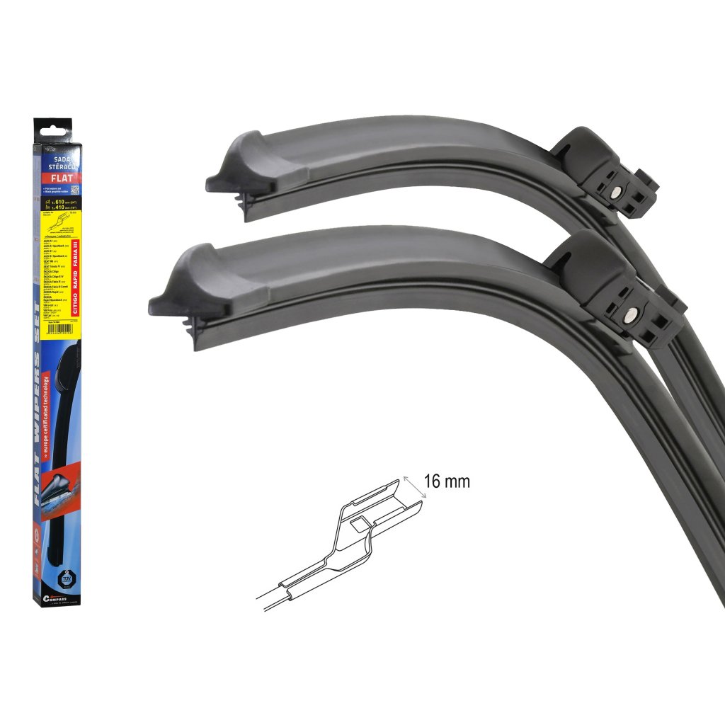 Stěrače FLAT SET (CUBE16) 610+410mm FAB III, RAP, CIT, 10550