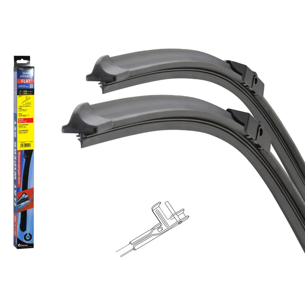 Stěrače FLAT SET (PIN) 530+530mm SUP I, 10511