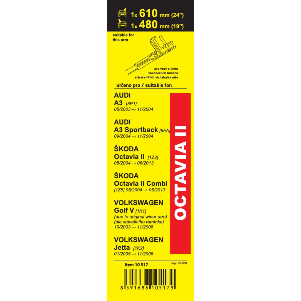 Stěrače FLAT SET (PIN) 610+610mm, 10518