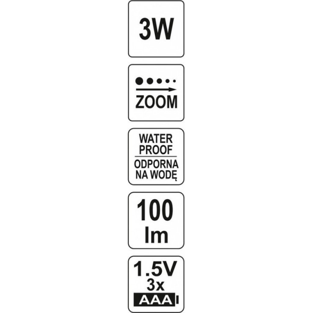 Svítilna čelovka 3W 100lm (ZOOM) YT-08590