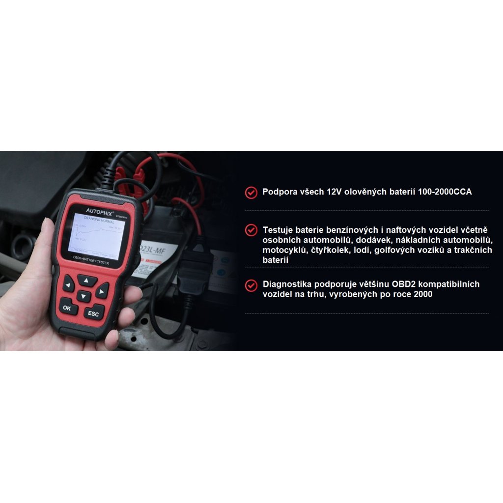 Tester akumulátorů/univerzální autodiagnostika Autophix BT300PRO