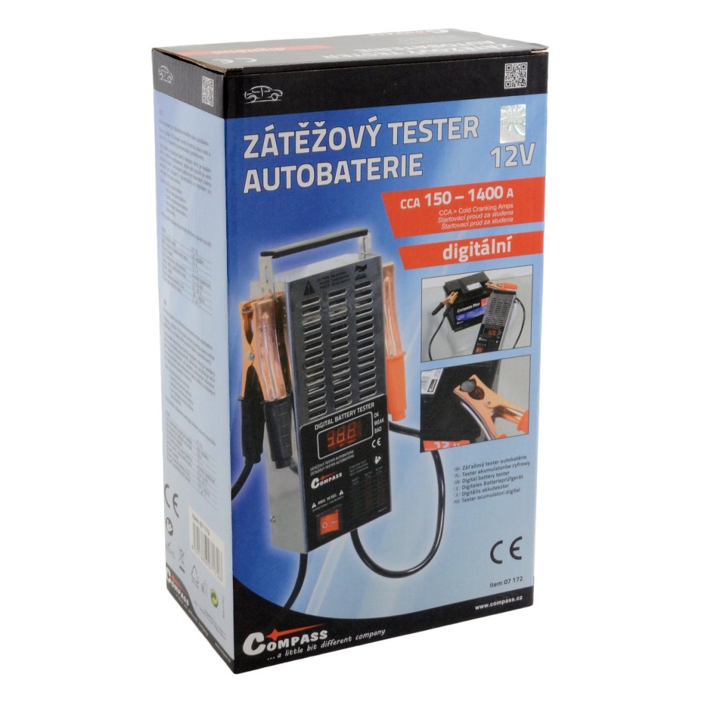 Tester autobaterie zátěžový LED, 07172
