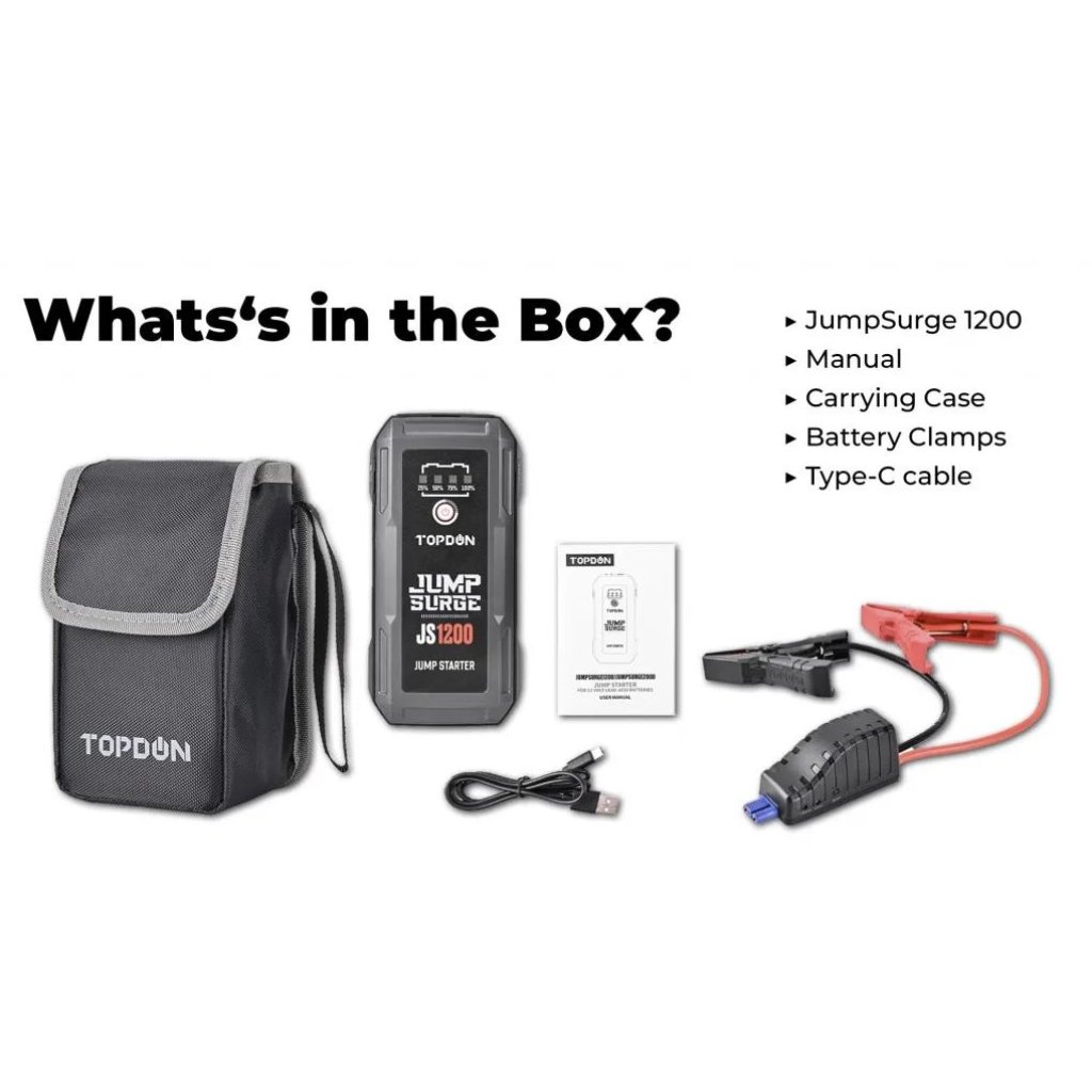 TOPDON Car Jump Starter JumpSurge 1200, 10 000 mAh