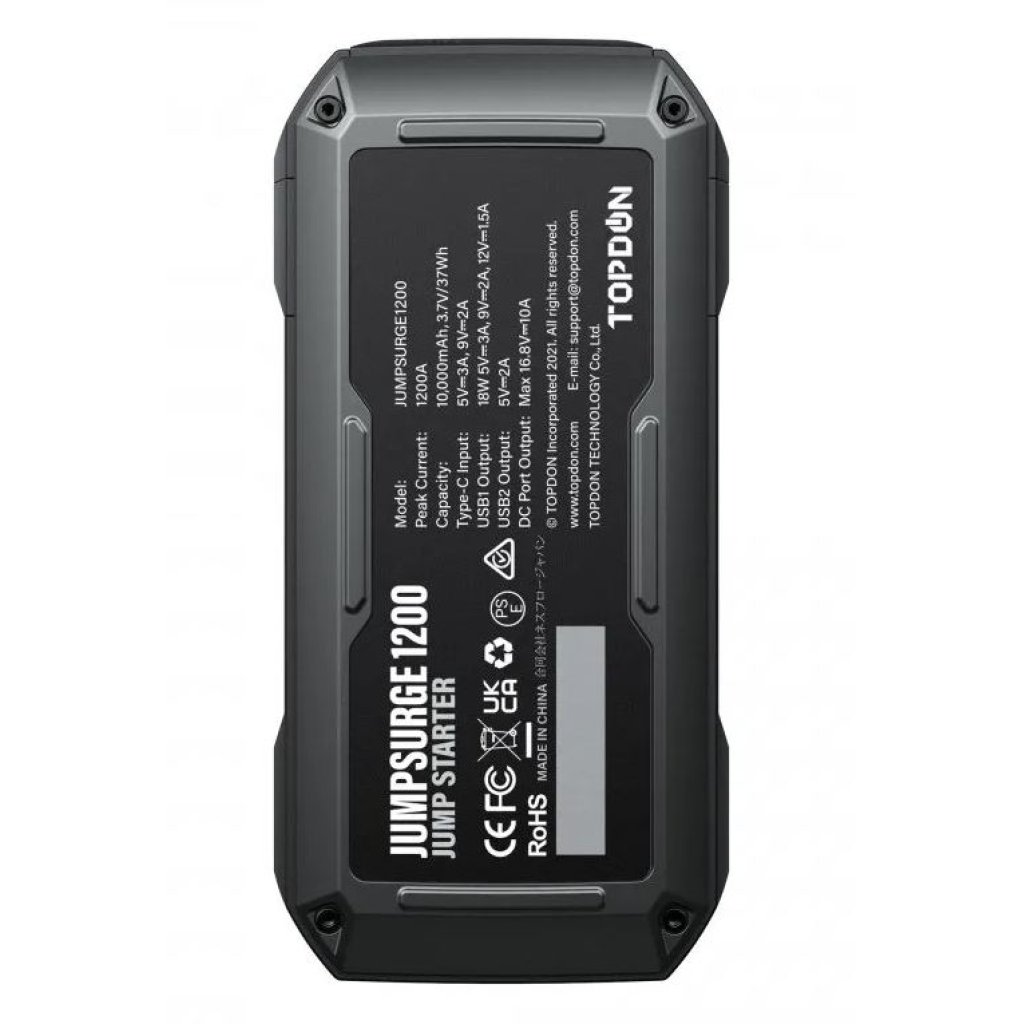 TOPDON Car Jump Starter JumpSurge 1200, 10 000 mAh