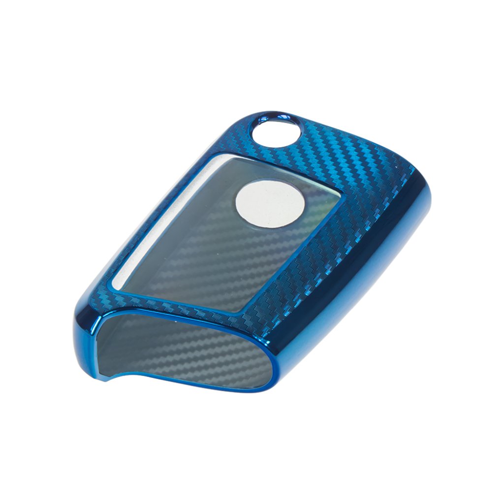 TPU obal pro klíč Škoda, VW, Seat, carbon modrý