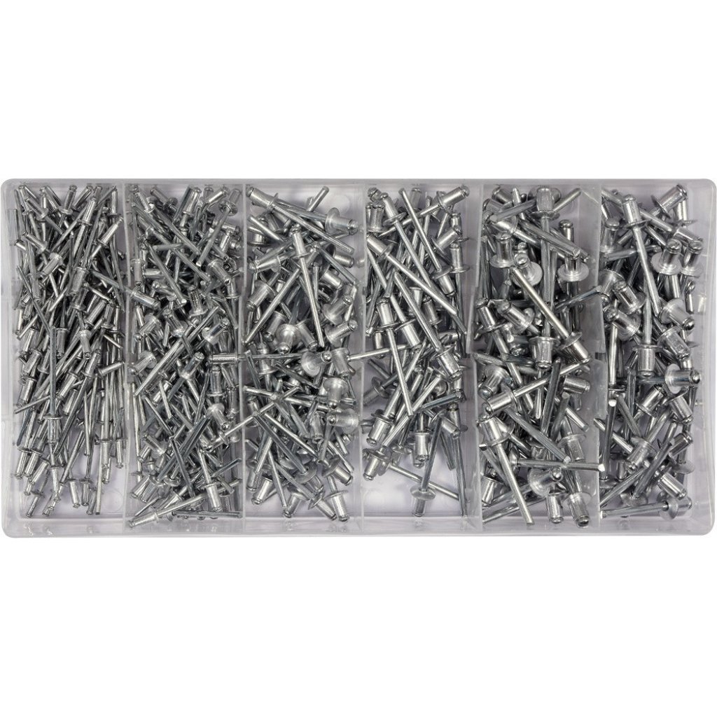 Trhací hliníkové nýty, sada 400ks (2,4; 3,2; 4,0; 4,8 mm) - YT-36420
