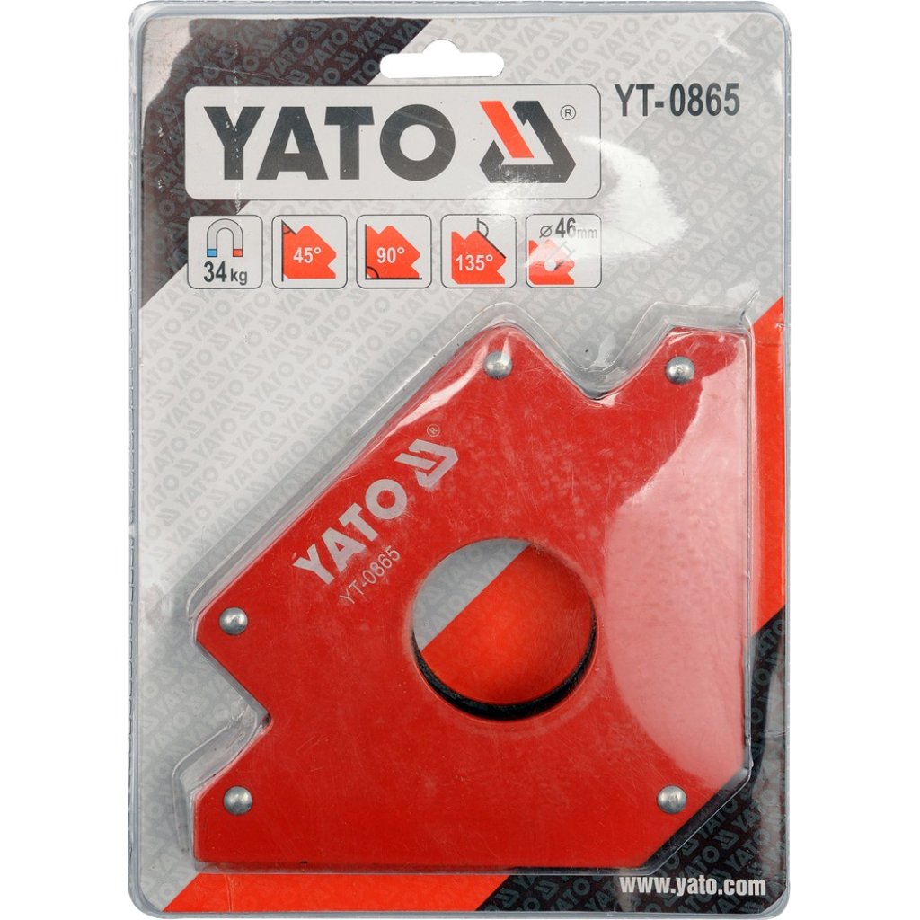 Úhelník magnetický ke svařování 34 kg s otvorem, YATO YT-0865
