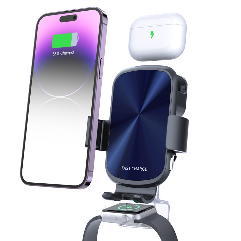 Univerzální QI držák pro iPhone/Airpods/Apple watch motoricky ovládaný