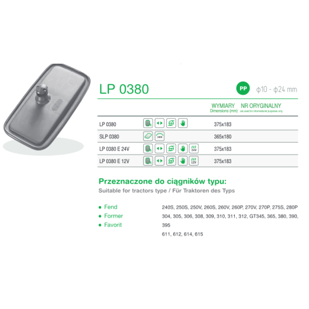 Univerzální zrcátko k traktoru, LP0380