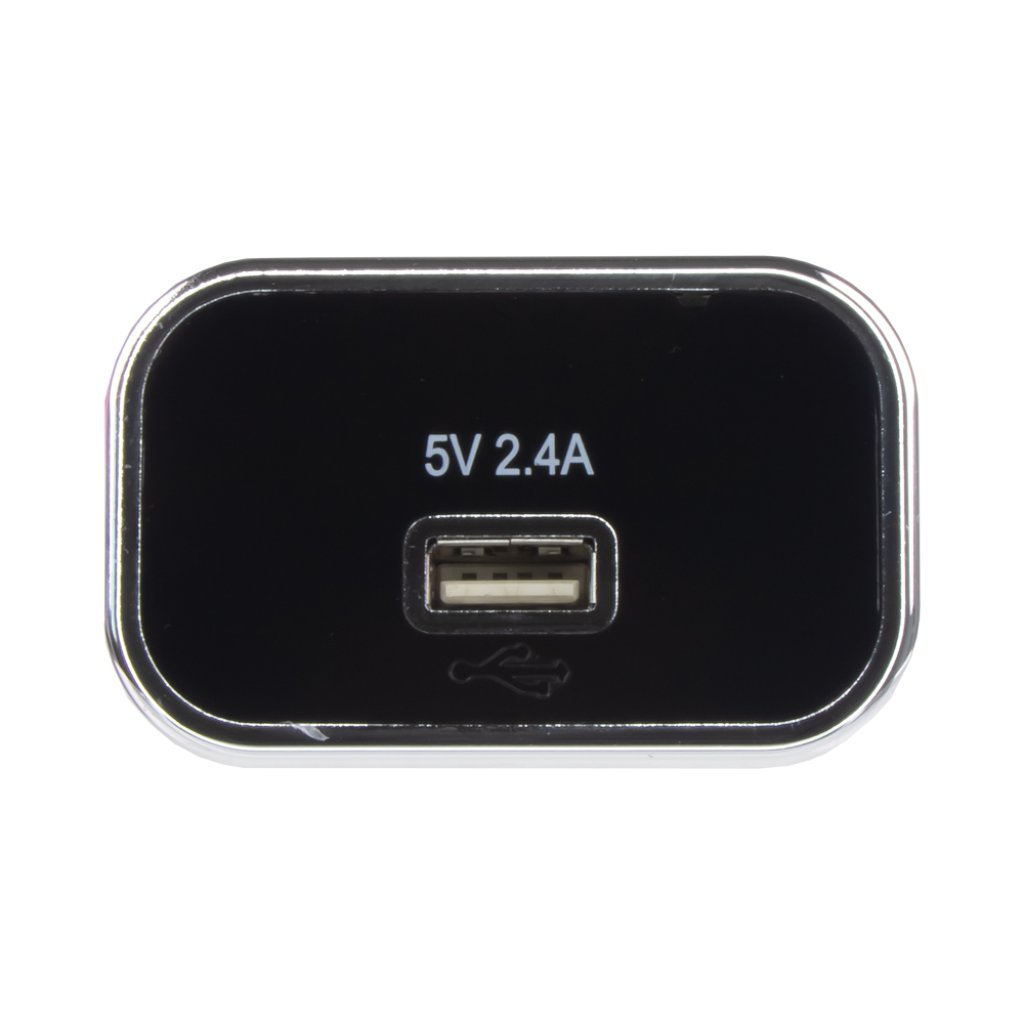 USB 2,4A zásuvka 12/24V, chromový rámeček