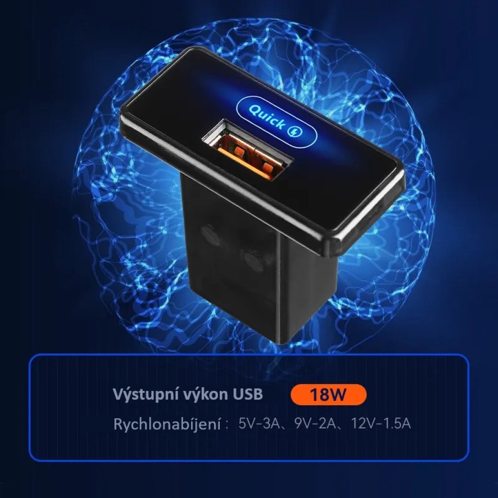 USB nabíječka QC3.0 do panelu. 12/24V