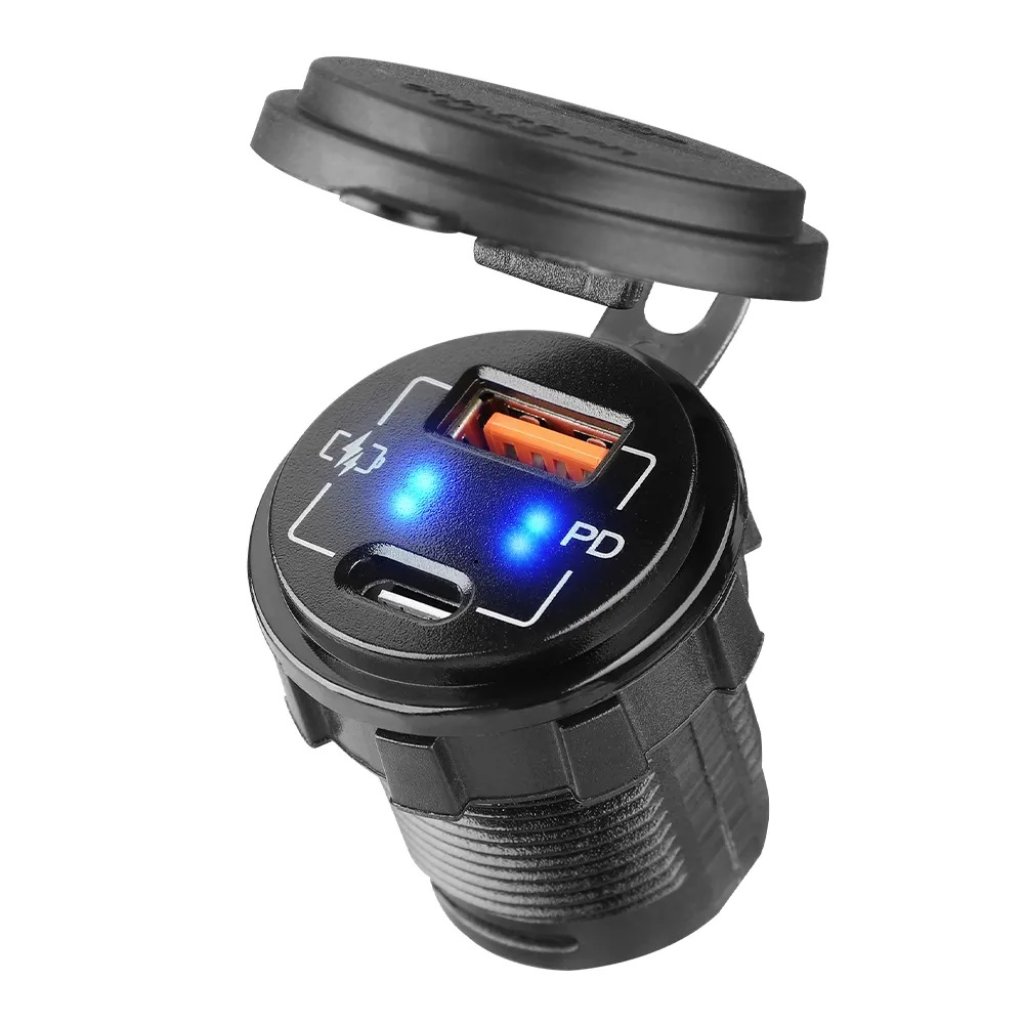 USB nabíječka QC3.0 + USB-C, 12/24V
