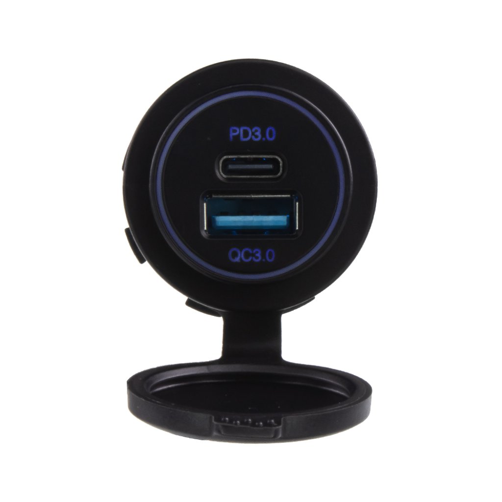 USB QC3.0 + USB-C PD3.0 zásuvka 12/24V