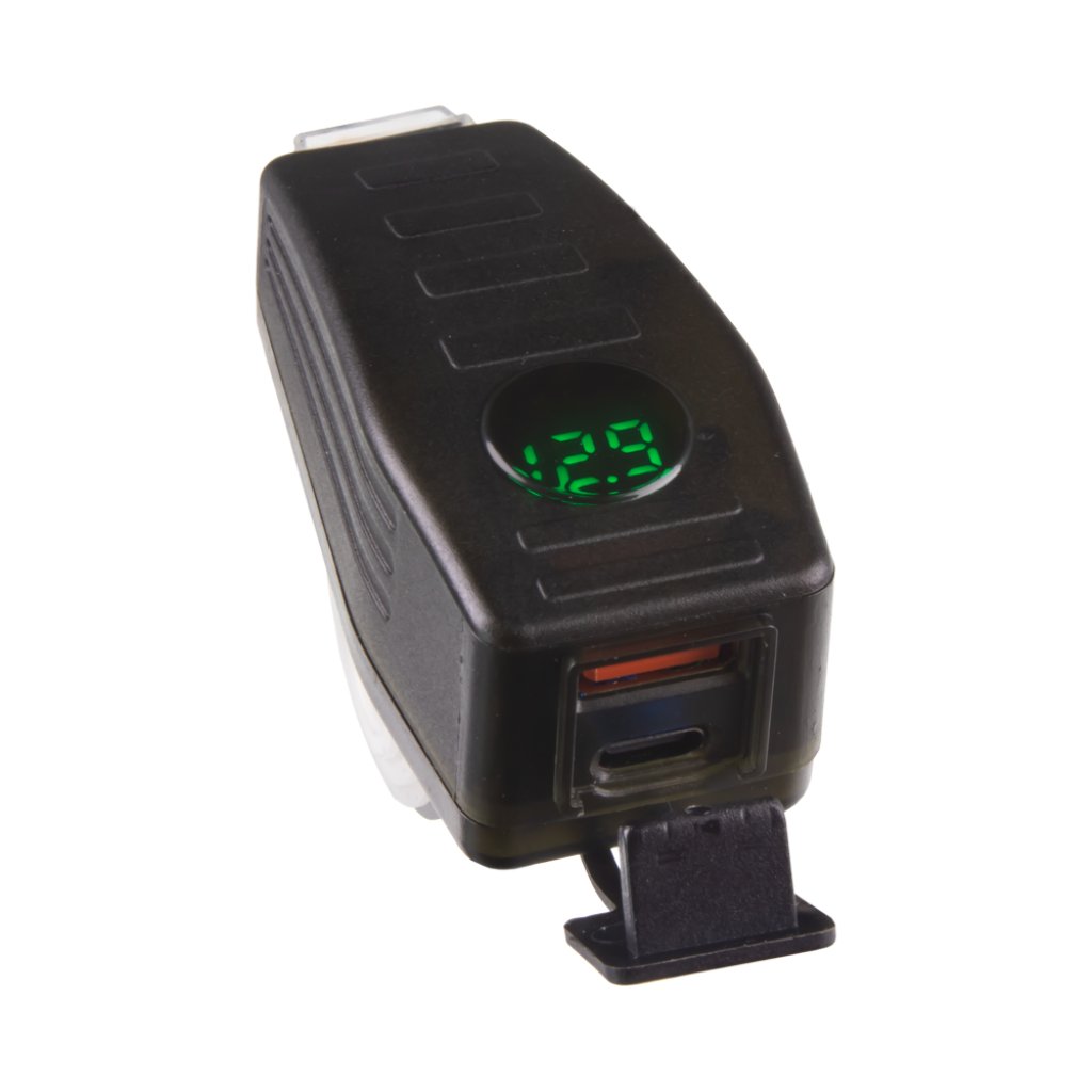 USB/USB-C nabíječka s voltmetrem na motocykl
