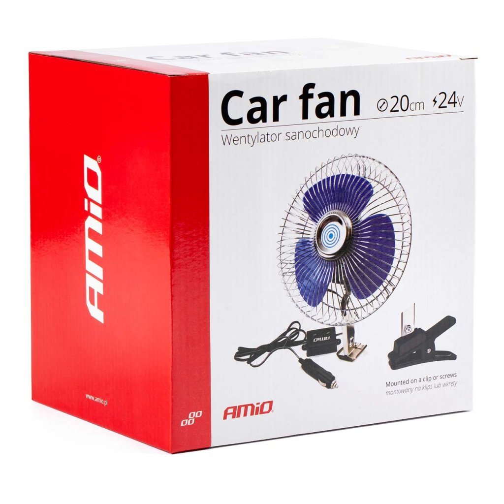 Ventilátor 24V kovový pr.20cm s montáží na klips/šroub, 01105