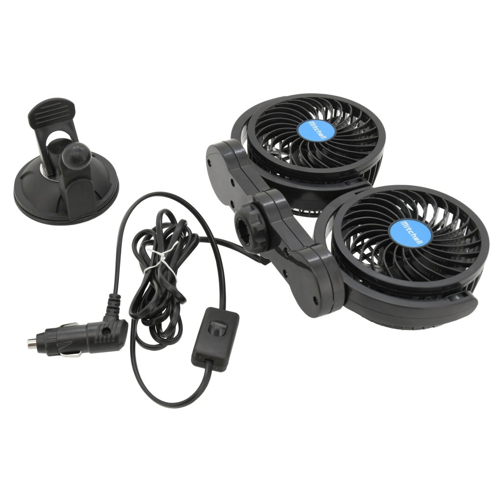 Ventilátor MITCHELL DUO 2x108 mm 12V na přísavku, 07222
