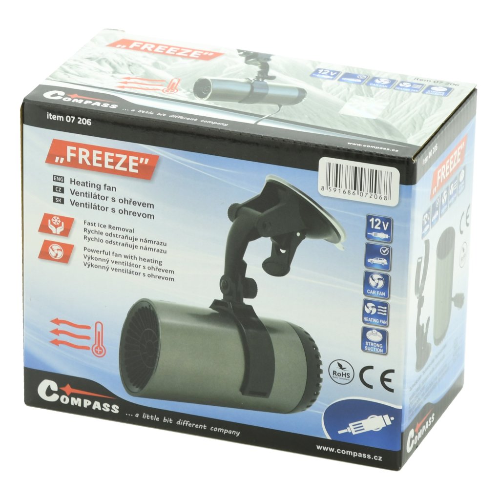 Ventilátor s ohřevem FREEZE na přísavku 12V, 07206