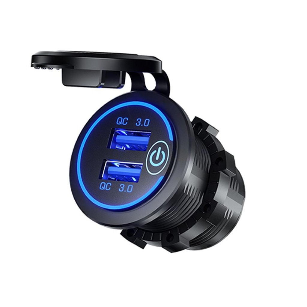 Vestavěná nabíječka 2x USB QC 3.0 s dotykovým vypínačem a podsvícením, 63207