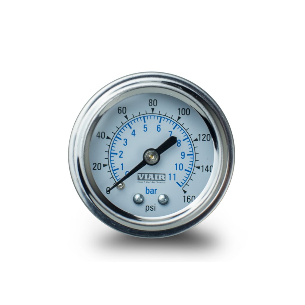VIAIR ukazatel tlaku 1,5" jednoručičkový bílý, do 11 bar / 160 PSI