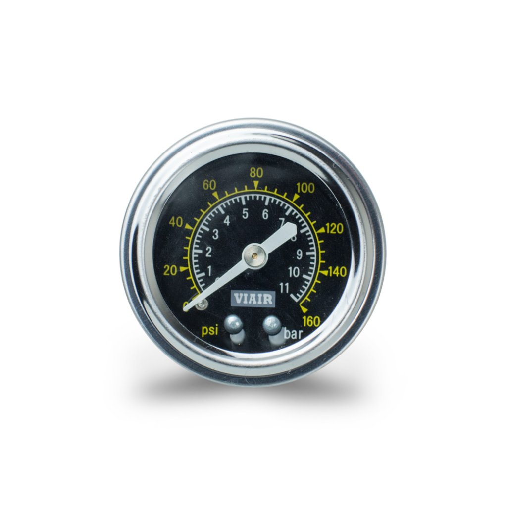 VIAIR ukazatel tlaku 1,5" jednoručičkový černý, do 11 bar / 160 PSI