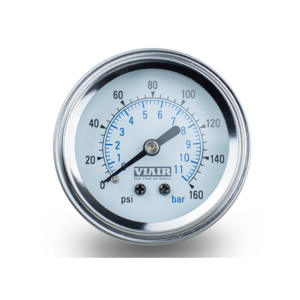 VIAIR ukazatel tlaku 2" jednoručičkový, bílý, podsvícený, do 11 bar / 160 PSI
