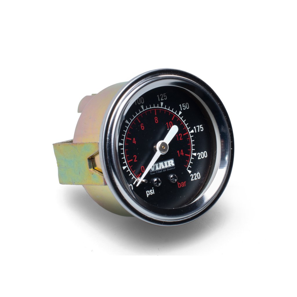 VIAIR ukazatel tlaku 2" jednoručičkový, černý, podsvícený, do 15 bar / 220 PSI