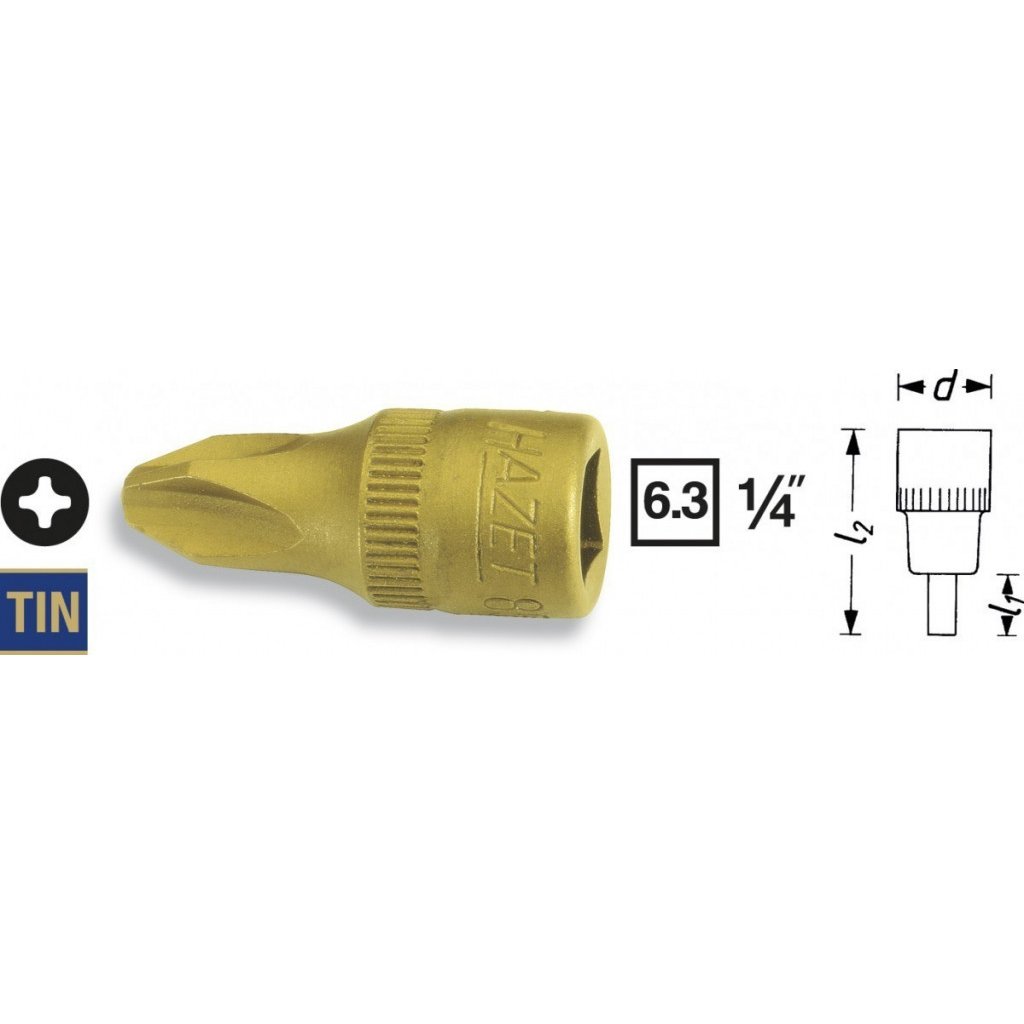 Vnější KŘÍŽOVÝ nástrčný klíč 1/4" PH2 Hazet 8506-PH2 - HA037308