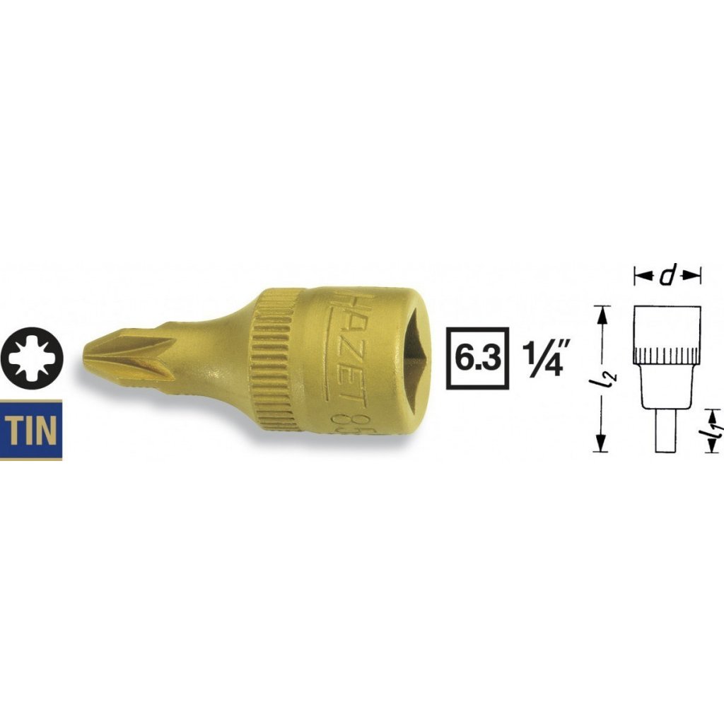 Vnější KŘÍŽOVÝ nástrčný klíč 1/4" PZ2 Hazet 8507-PZ2 - HA037377