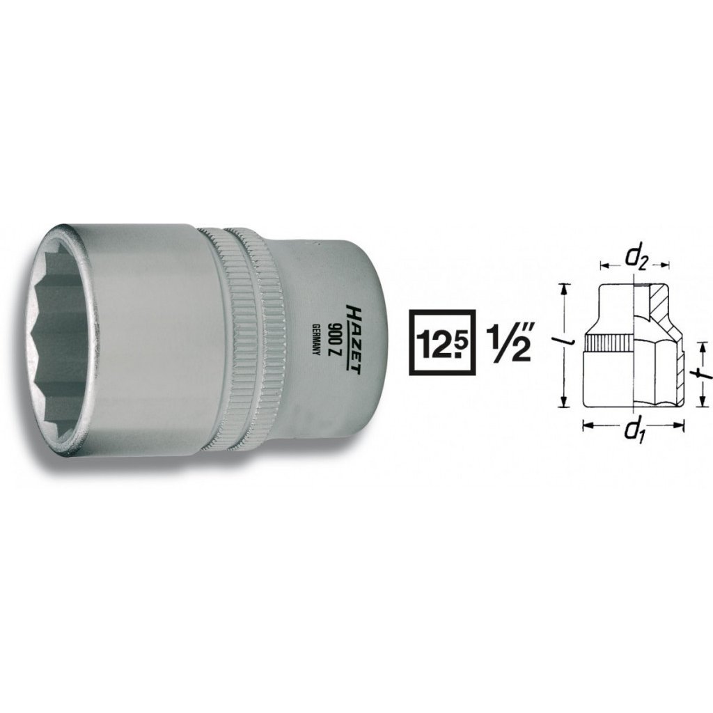 Vnitřní nástrčný klíč 1/2" dvanáctihranný 1.1/16 HAZET 900AZ-1.1/16 - HA043583