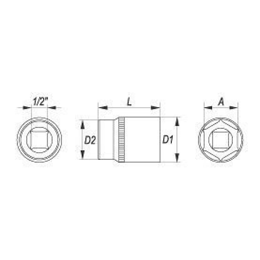 Vnitřní nástrčný klíč 1/2" šestihranný 12 mm YATO - YT-1205