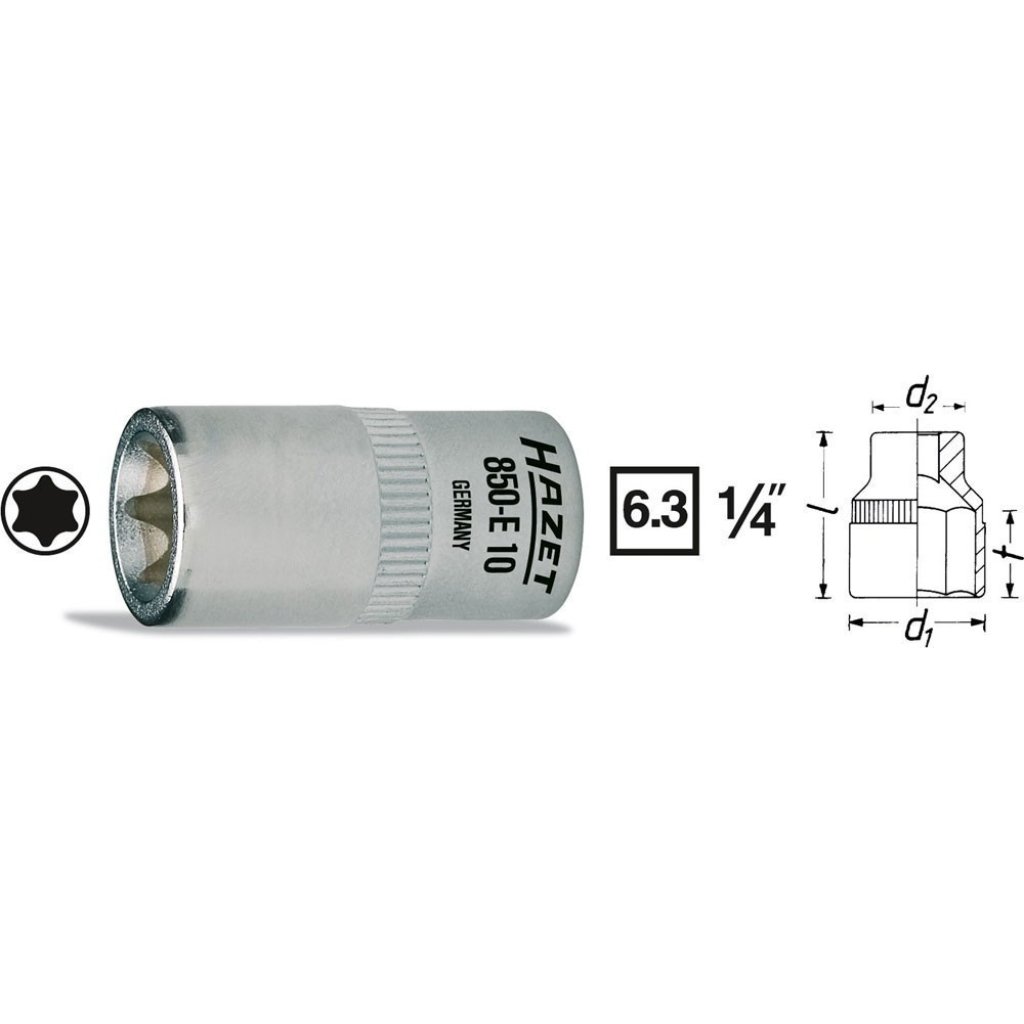 Vnitřní nástrčný klíč 1/4" TORX E12 HAZET 850-E12 - HA188598