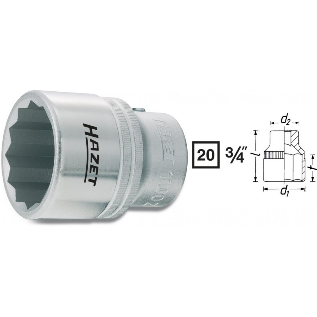 Vnitřní nástrčný klíč 3/4" dvanáctihranný 27mm HAZET 1000Z-27 - HA001552