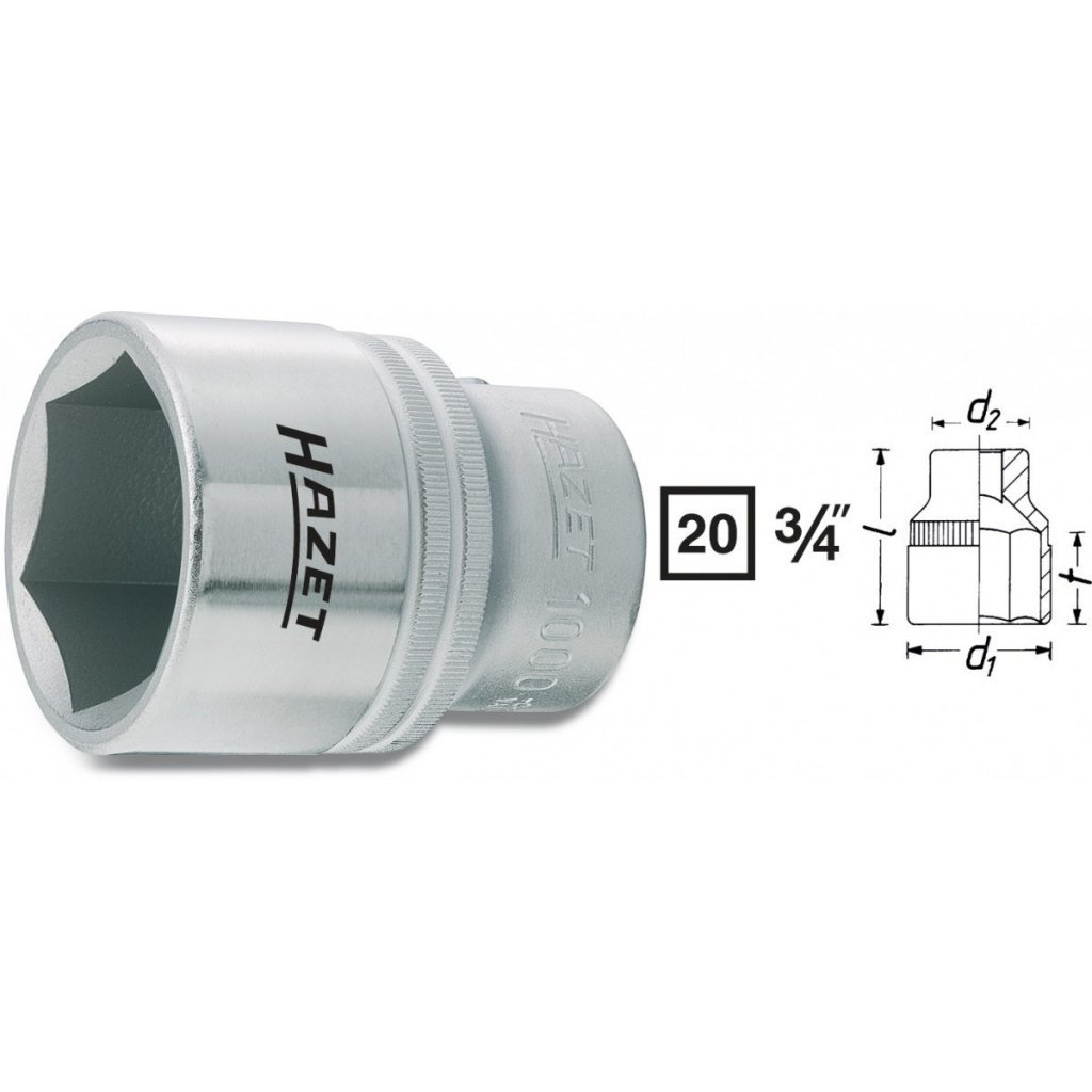 Vnitřní nástrčný klíč 3/4" šestihranný 32mm HAZET 1000-32 - HA000708