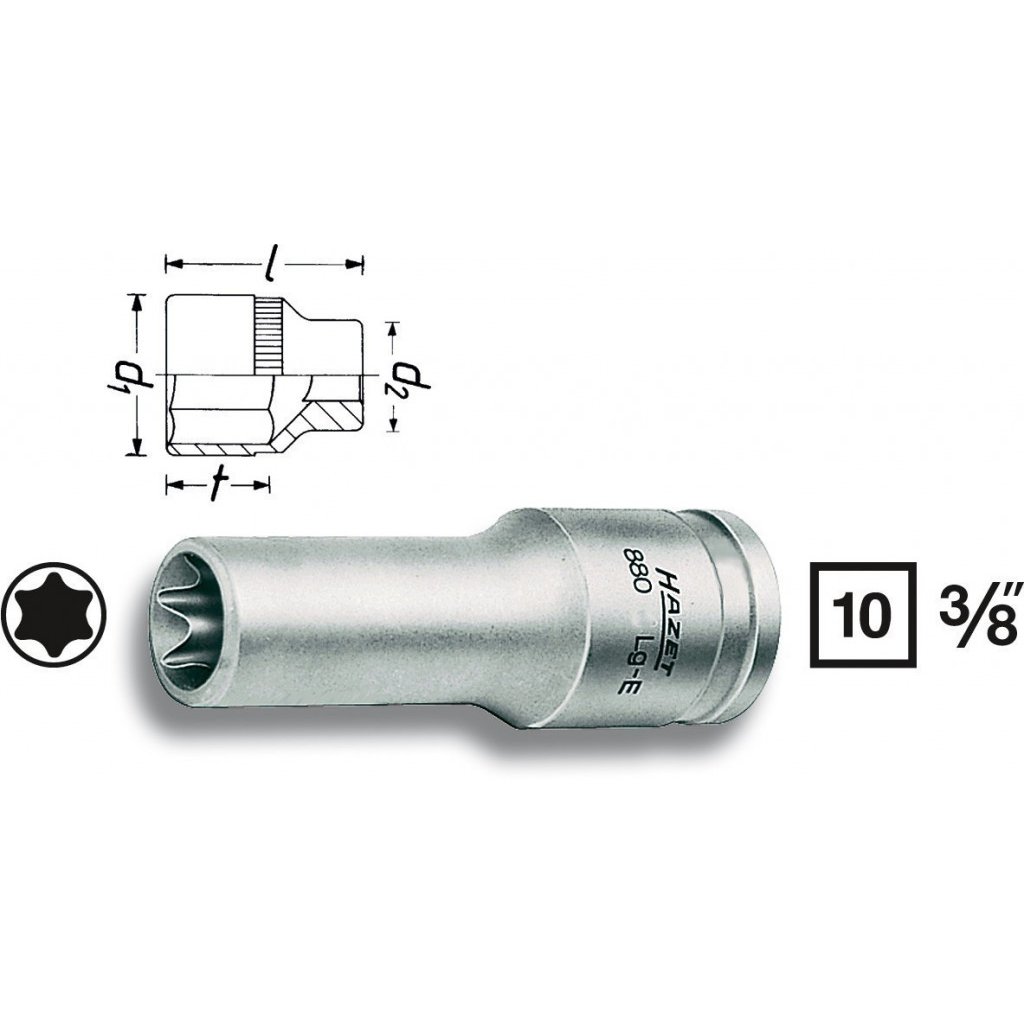 Vnitřní nástrčný klíč 3/8" TORX® E8 HAZET 880LG-E8 - HA053070